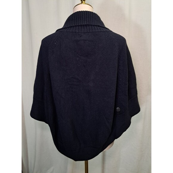Bomboogie One Size Button Fasten Poncho Cardigan Sweater Part Angora Navy Blue - Picture 6 of 12